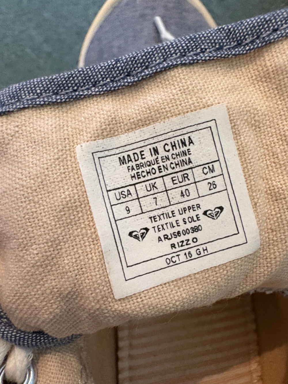 Canvas Sneaker in Beige and Denim Trim Roxy 9